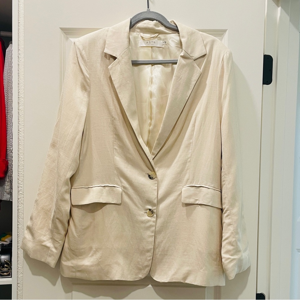 Astr Beige Linen Lightweight Suit Jacket